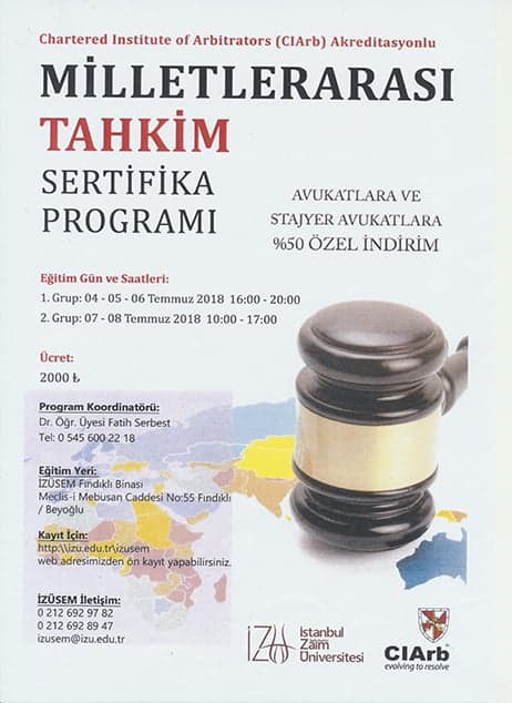 Milletlerarası Tahkim Sertifika Programı