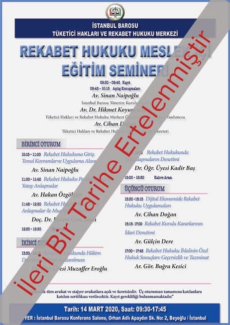 ERTELENDİ : Rekabet Hukuku Meslek İçi Eğitim Semineri