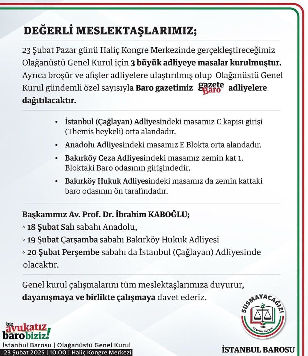 Olağanüstü Genel Kurul’a Doğru Meslektaşlarımıza Çağrı