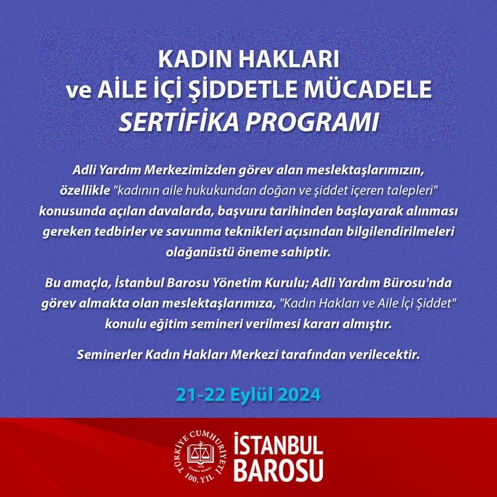 Kadın Hakları ve Aile İçi Şiddetle Mücadele Sertifika Programı