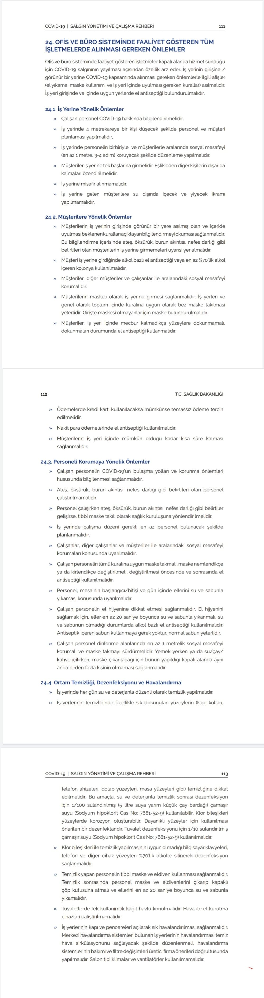 Ofis ve Büro Sisteminde Faaliyet Gösteren Tüm İşletmelerde Alınması Gereken Önlemler