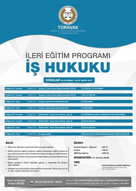 TÜRAVAK - İş Hukuku İleri Eğitim Programı