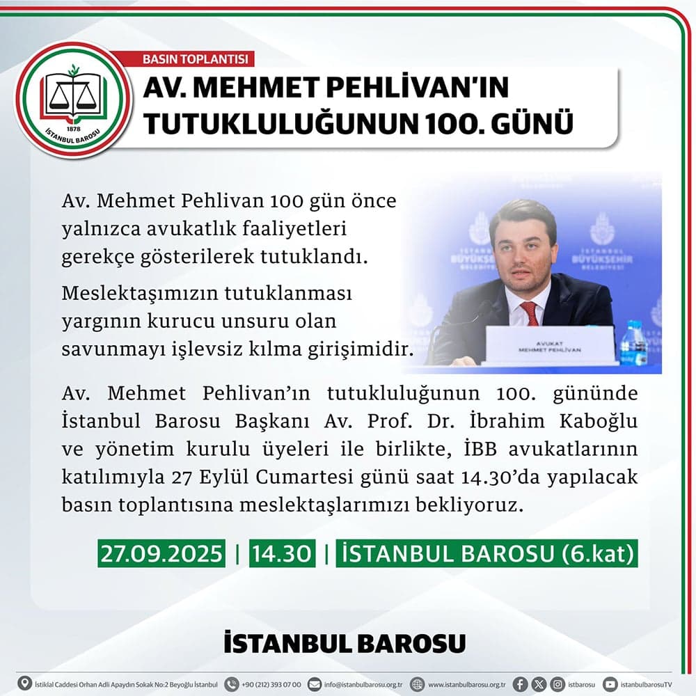 Avukat Mehmet Pehlivan’ın Tutukluğunun 100. Günü / Basın Toplantısı