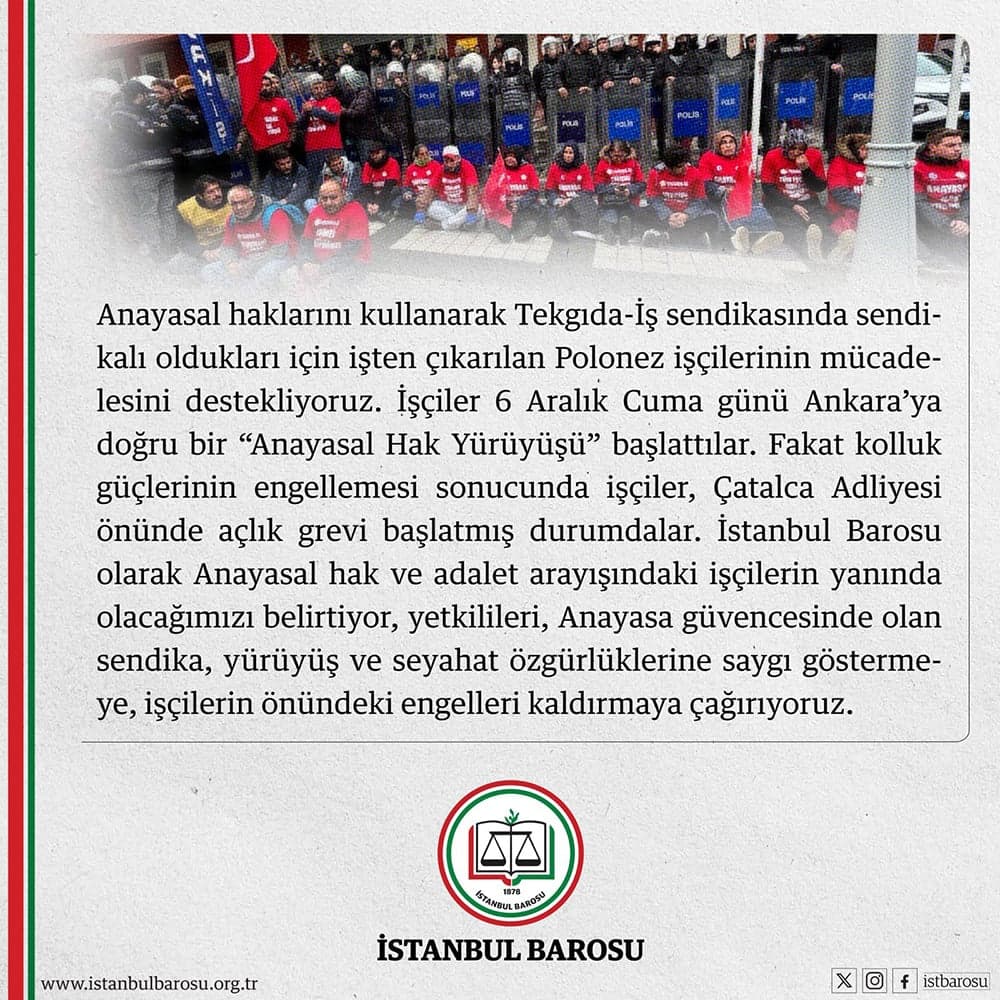 Anayasal Hakkını Kullanan Polenez İşçilerinin Yanındayız