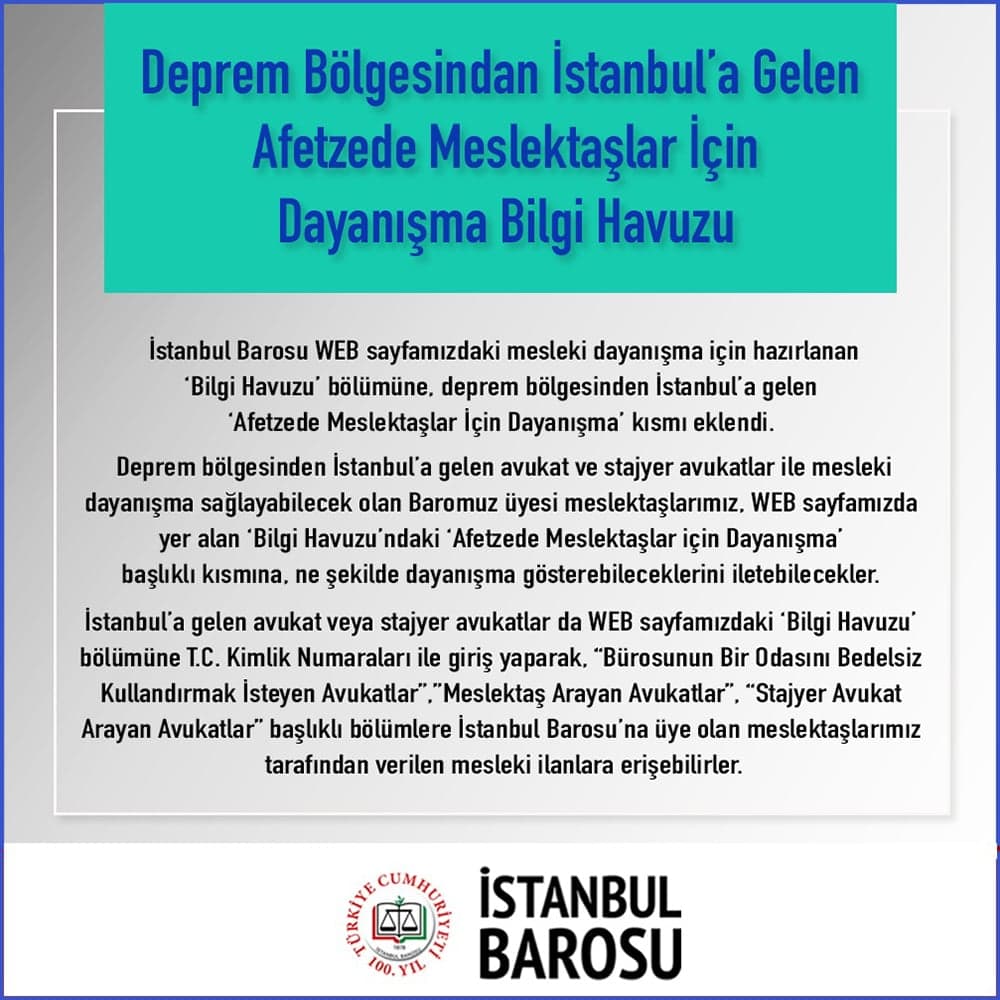 Deprem Bölgesinden İstanbul’a Gelen ‘Afetzede Meslektaşlar için Dayanışma’ Bilgi Havuzu