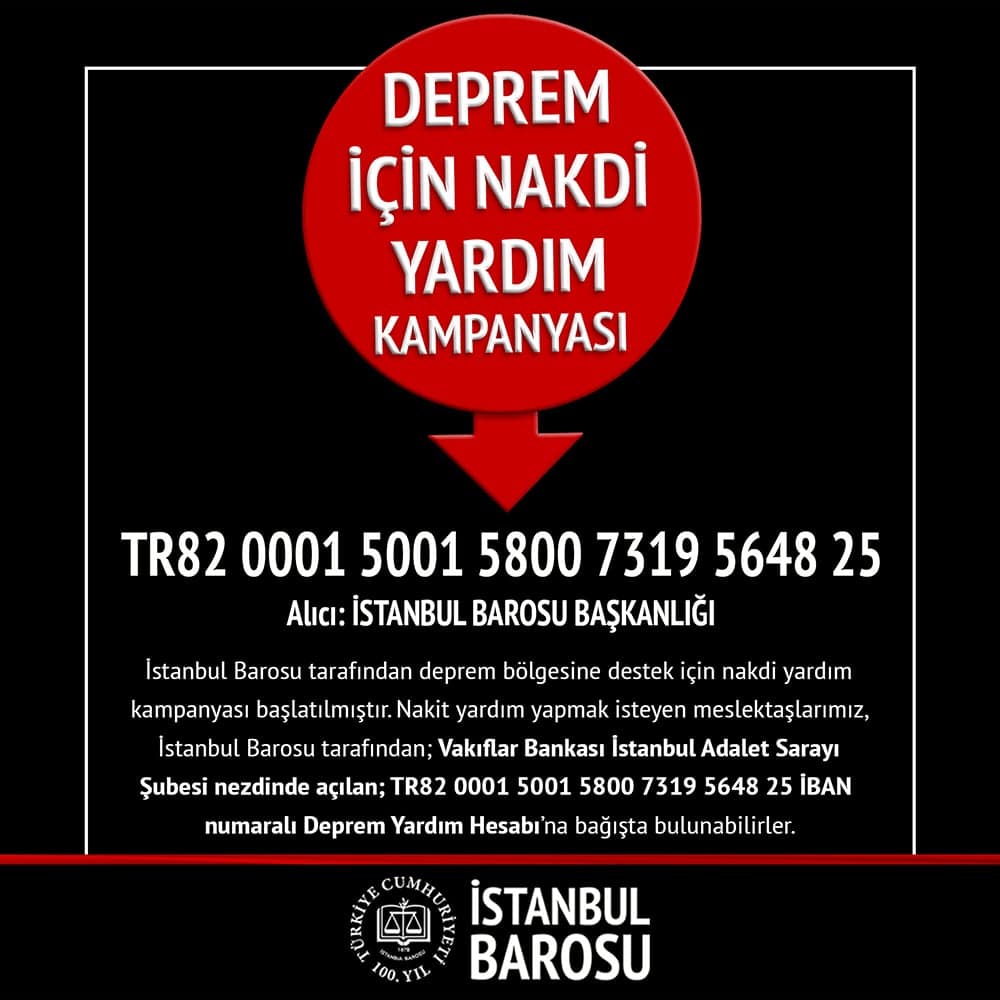 Deprem Bölgesi için Nakdi Yardım Kampanyası