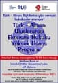 Türk-Alman-Uluslar Arası Ekonomi Hukuku Yüksek Lisans Programı Ek Kontenjan Kayıtları