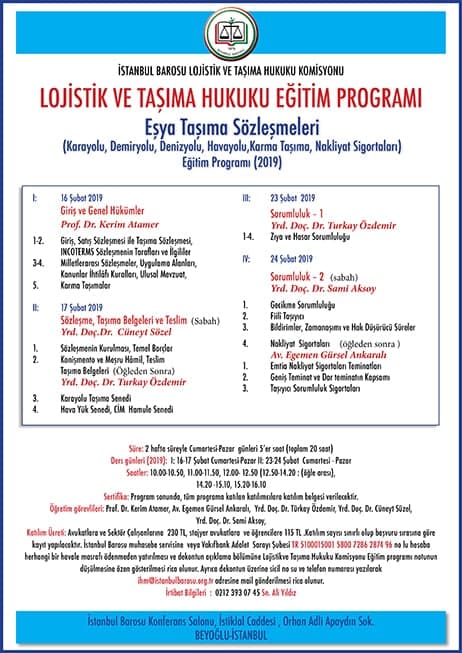 Lojistik ve Taşıma Hukuku Eğitim Programı
