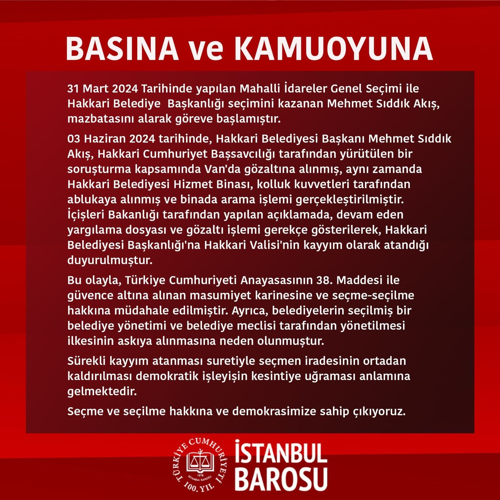 Basına ve Kamuoyuna
