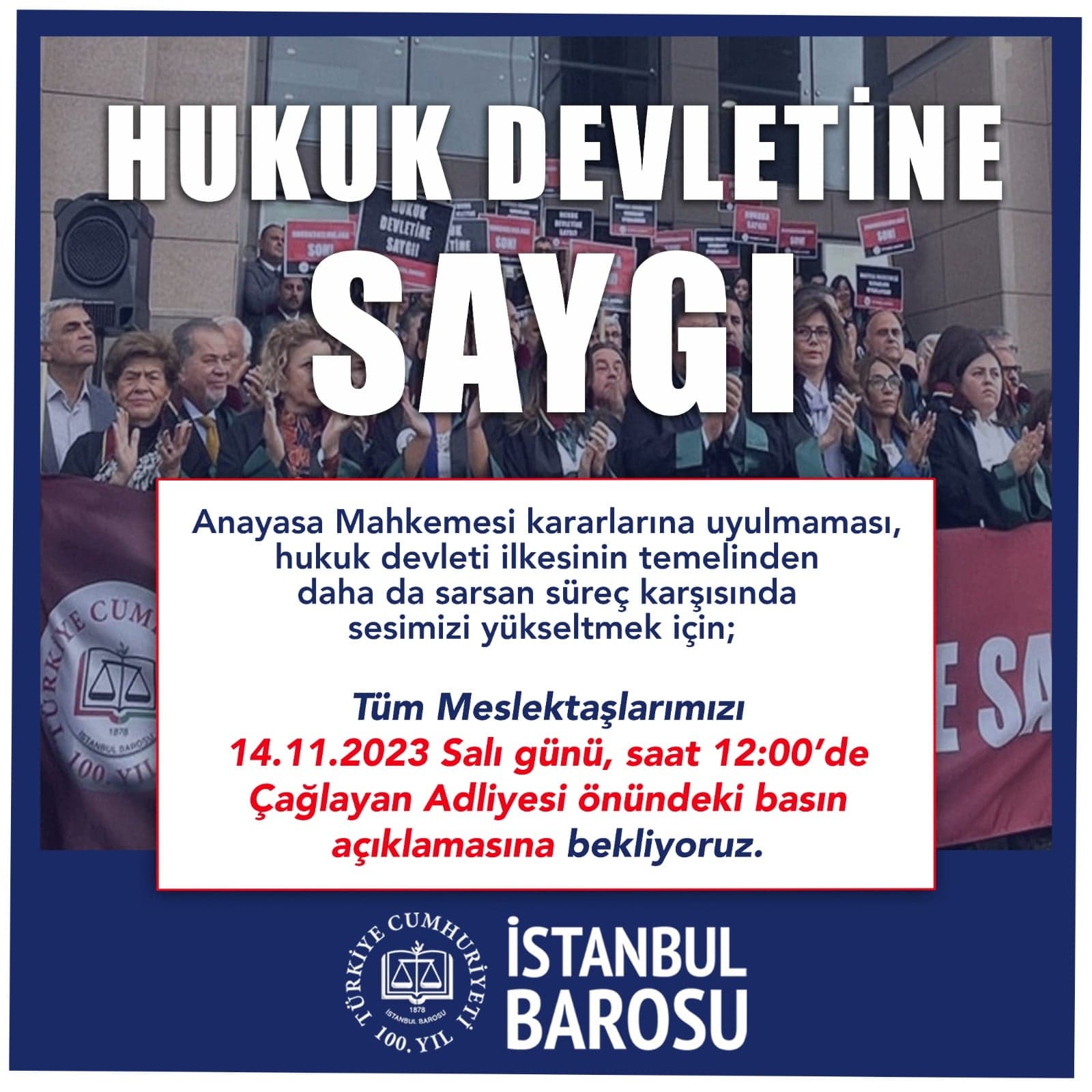 Tüm Meslektaşlarımızı Çağlayan Adliyesi'ndeki Basın Açıklamasına Bekliyoruz