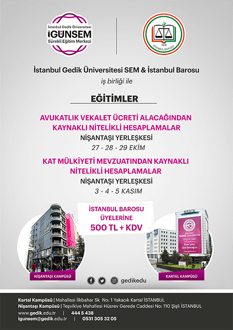 Avukatlık Vekalet Ücreti ve Kat Mülkiyeti Bilirkişilik Eğitimi