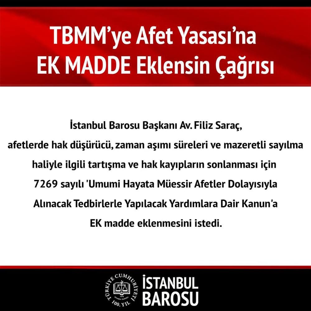 TBMM’ye Afet Yasası’na EK MADDE Eklensin Çağrısı