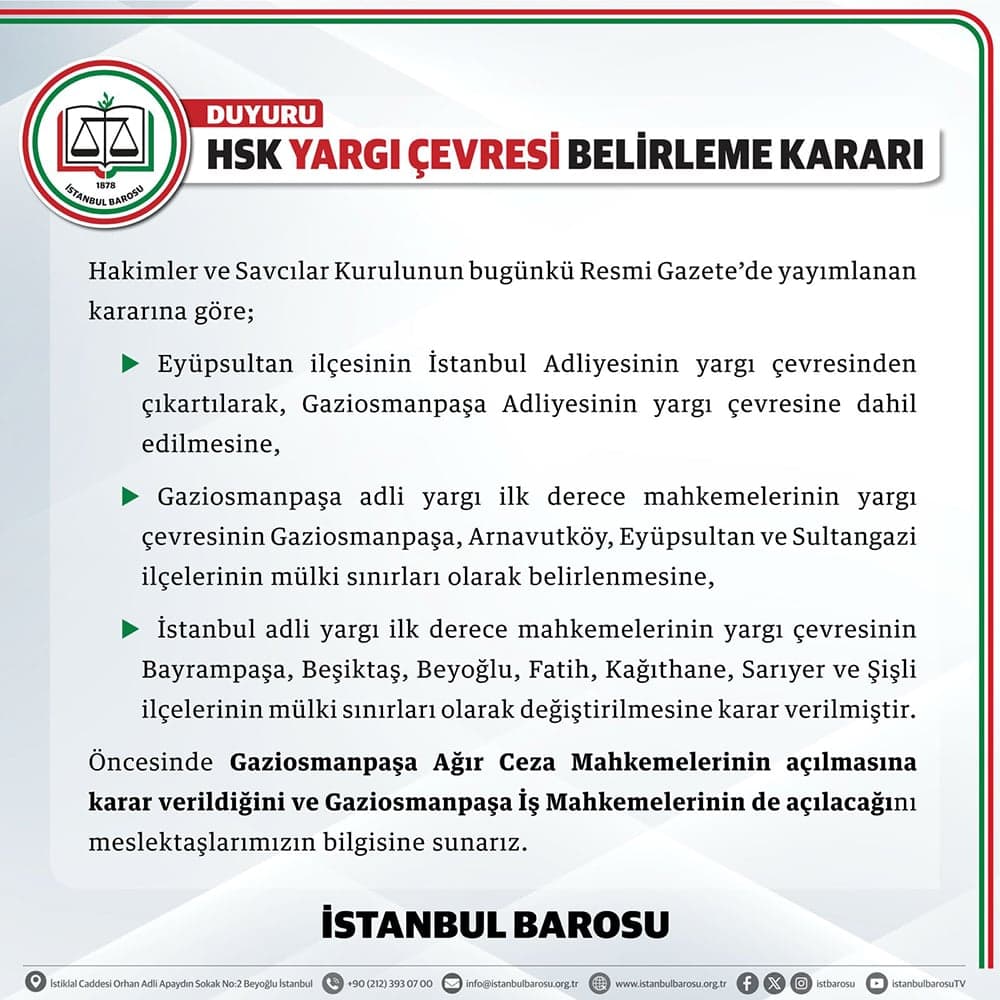 HSK Yargı Çevresi Belirleme Kararı