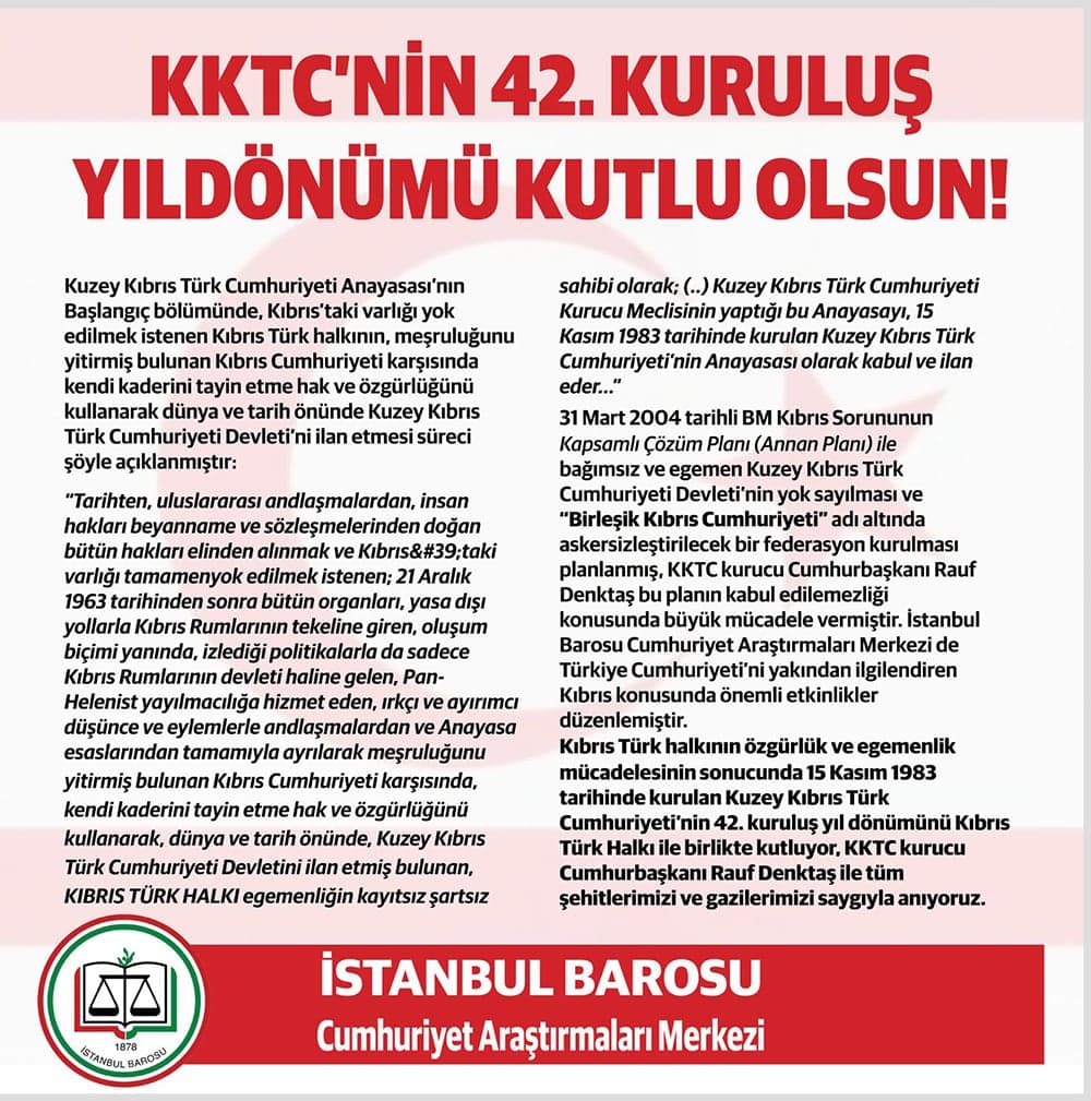 KKTC'nin 42. Kuruluş Yıldönümü Kutlu Olsun!