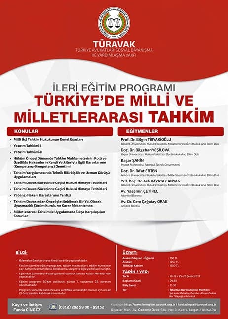 TÜRAVAK - Türkiye’de Milli Ve Milletlerarası Tahkim İleri Eğitim Programı