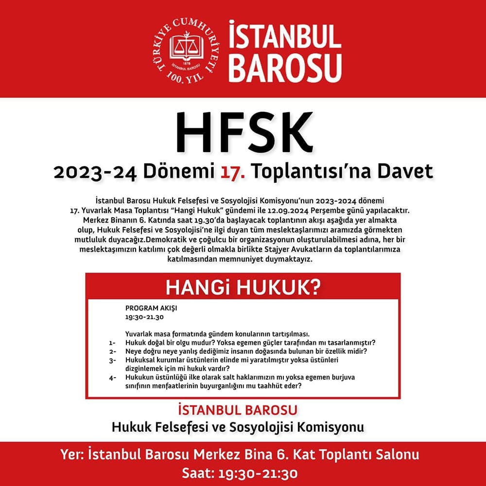 HFSK 2023-2024 Dönemi 17. Toplantısına Davet