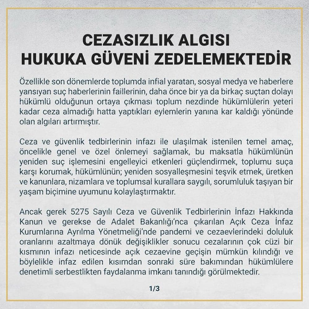 Cezasızlık Algısı Hukuka Güveni Zedelemektedir