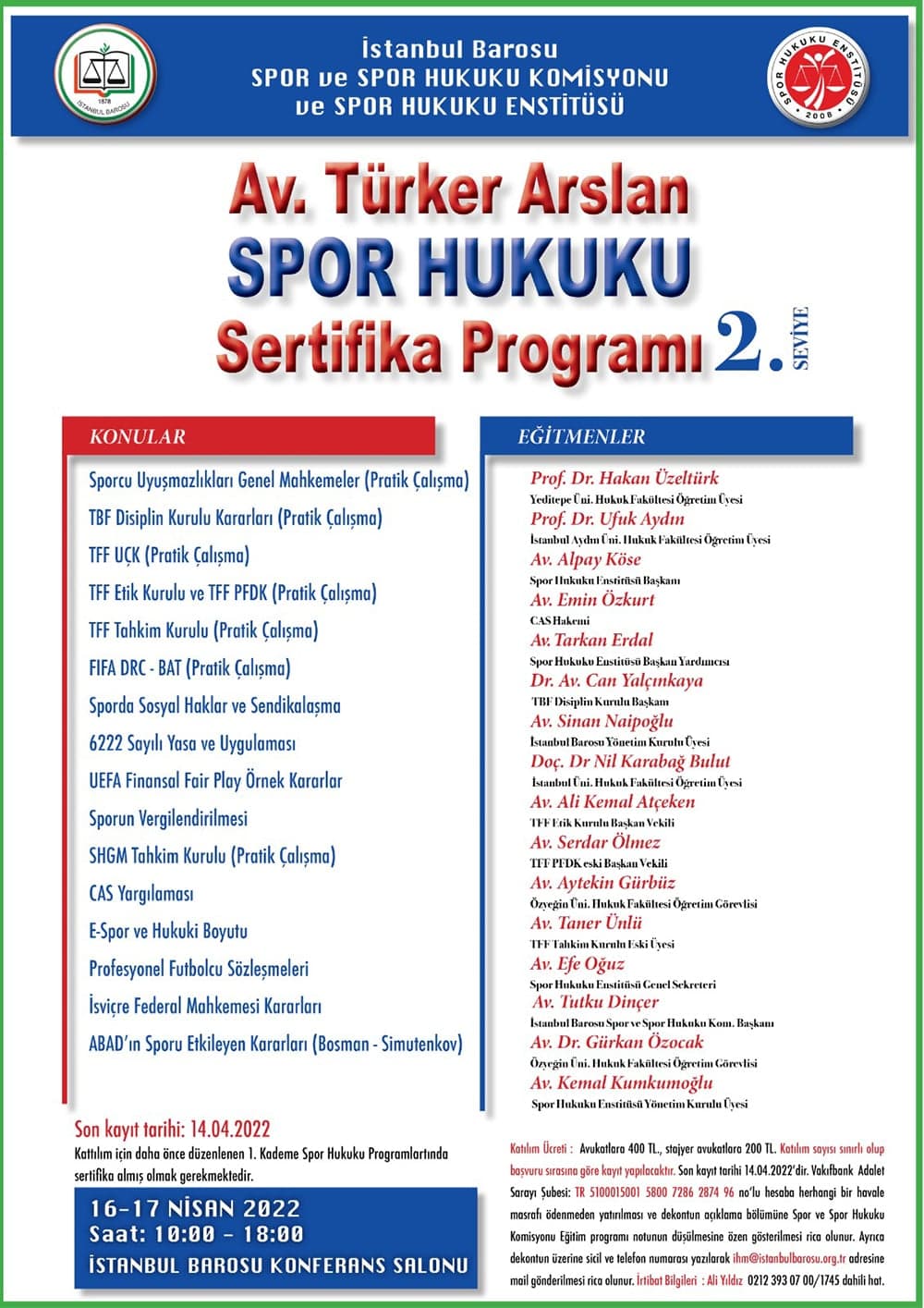 Av. Türker Aslan Spor Hukuku Sertifika Programı