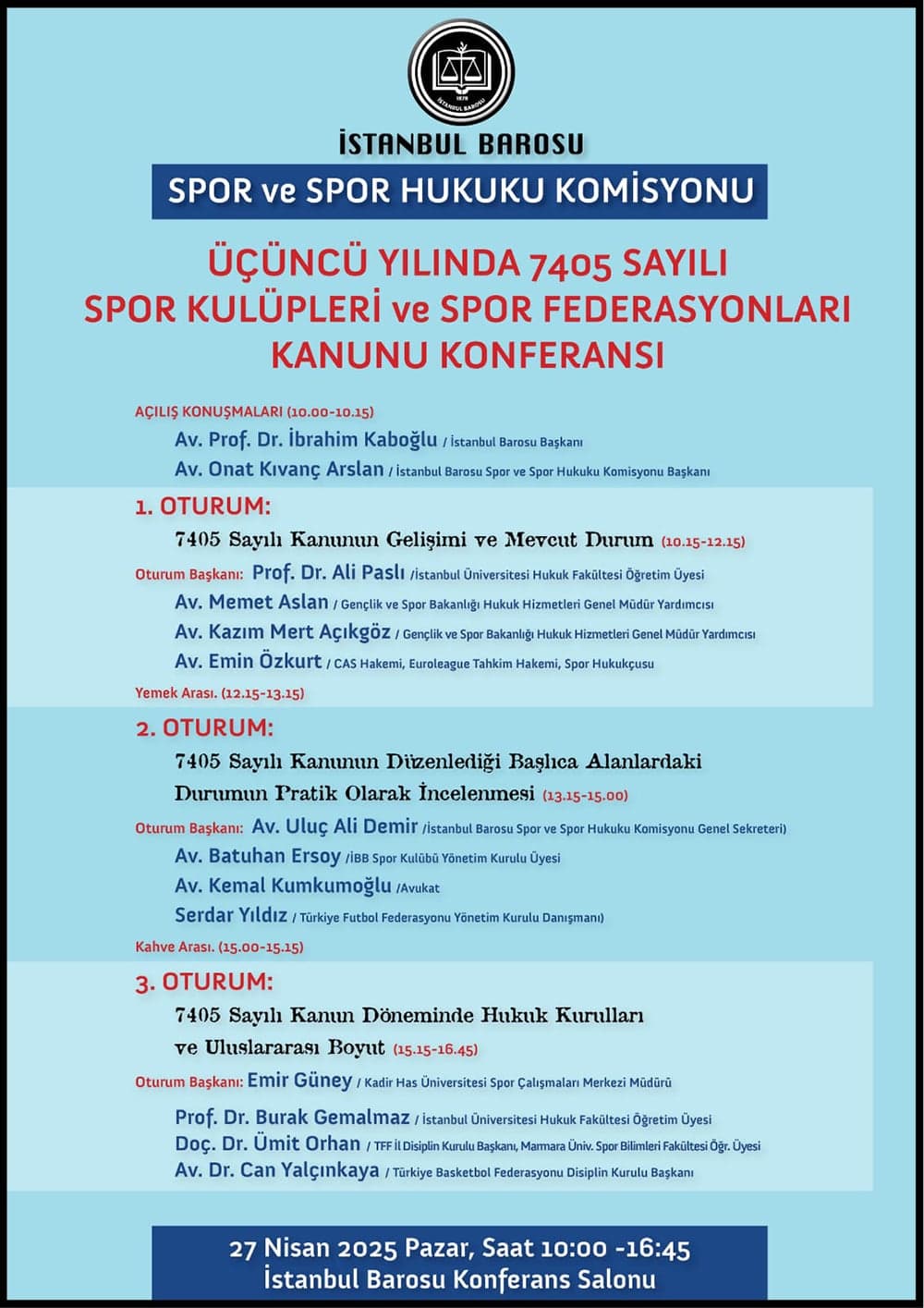 Üçüncü Yılında 7405 Sayılı Spor Kulüpleri ve Spor Federasyonları Kanunu Konfesansı