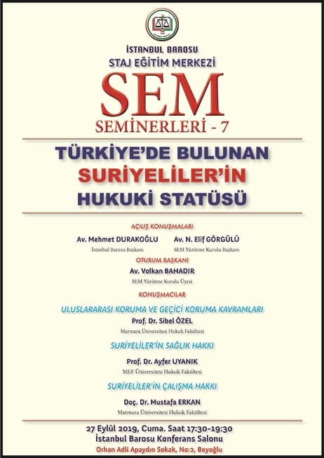TELAFİ : TÜRKİYE’DE BULUNAN SURİYELİLER’İN HUKUKİ STATÜSÜ