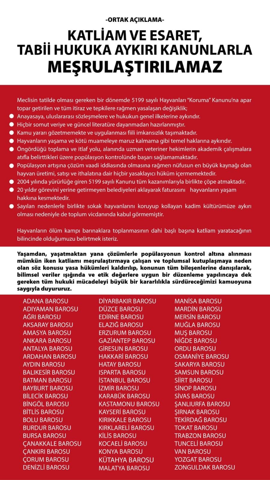 Ortak Açıklama: Katliam Ve Esaret, Tabii Hukuka Aykırı Kanunlarla Meşrulaştırılamaz