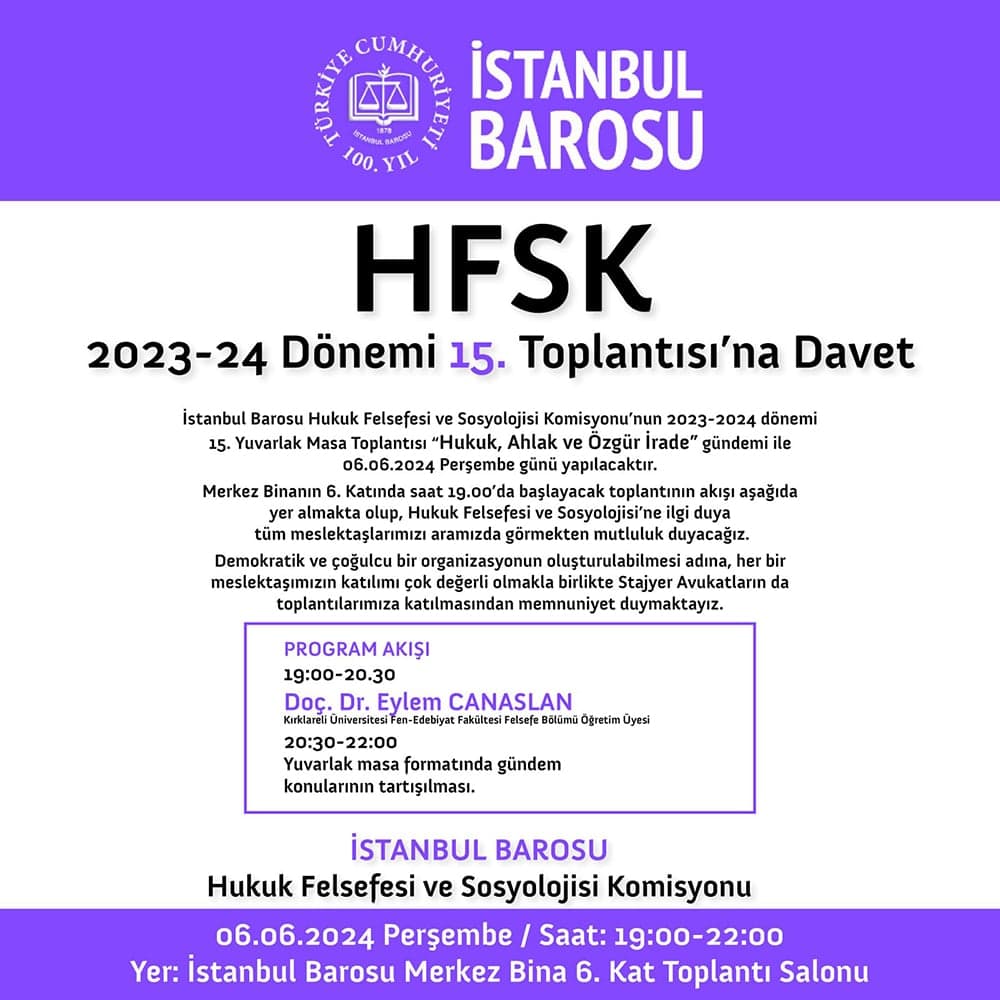 HFSK 2023-2024 Dönemi 15. Toplantısına Davet