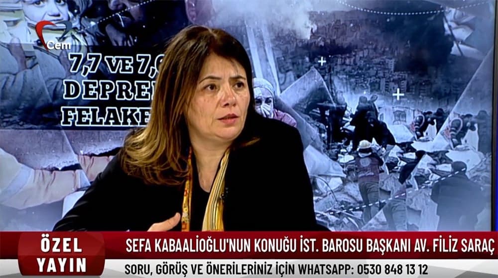 Başkanımız Av. Filiz Saraç Cem TV'de Deprem Özel Yayınına Konuk Oldu