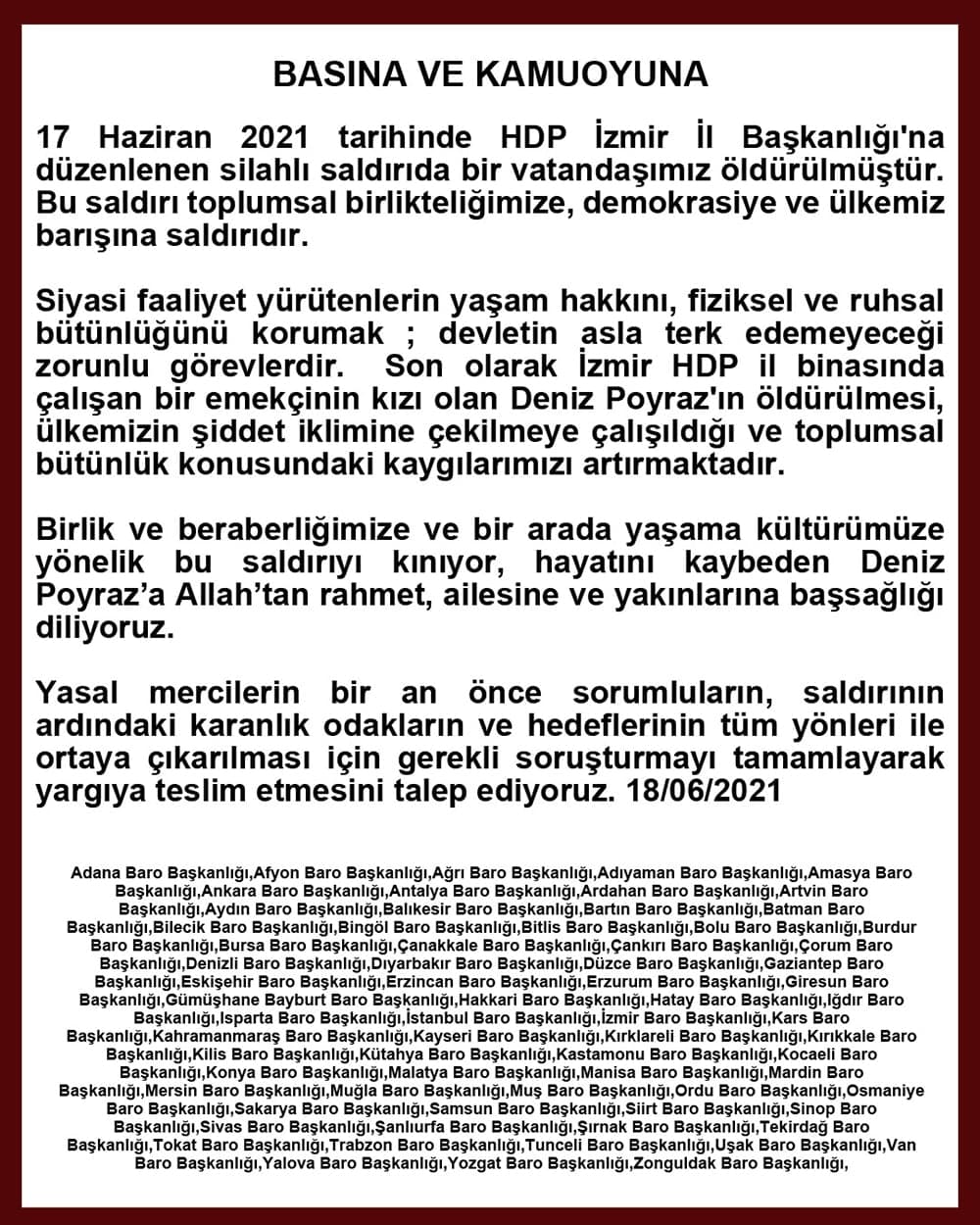 Basına ve Kamuoyuna