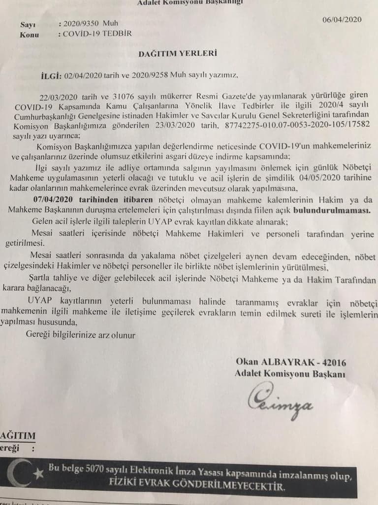 Nöbetçi Mahkemeler Hakkında Duyuru