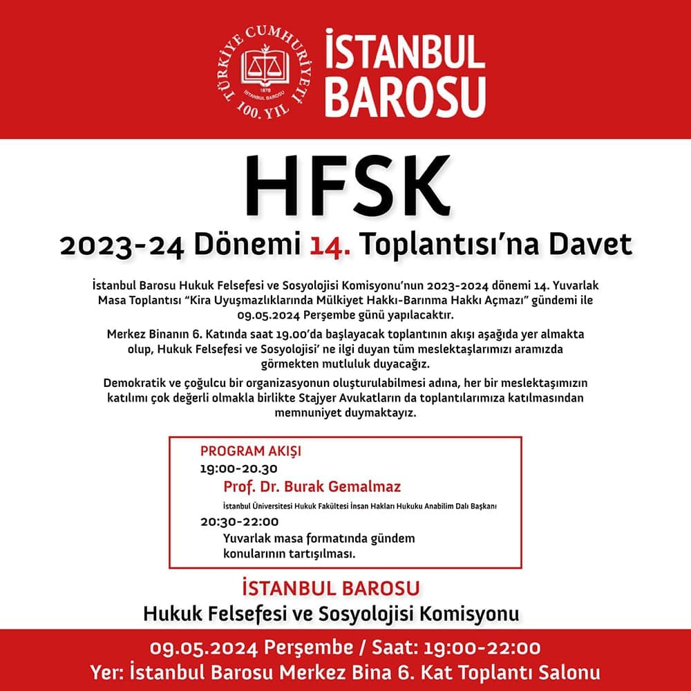 HFSK 2023-2024 Dönemi 14. Toplantısına Davet