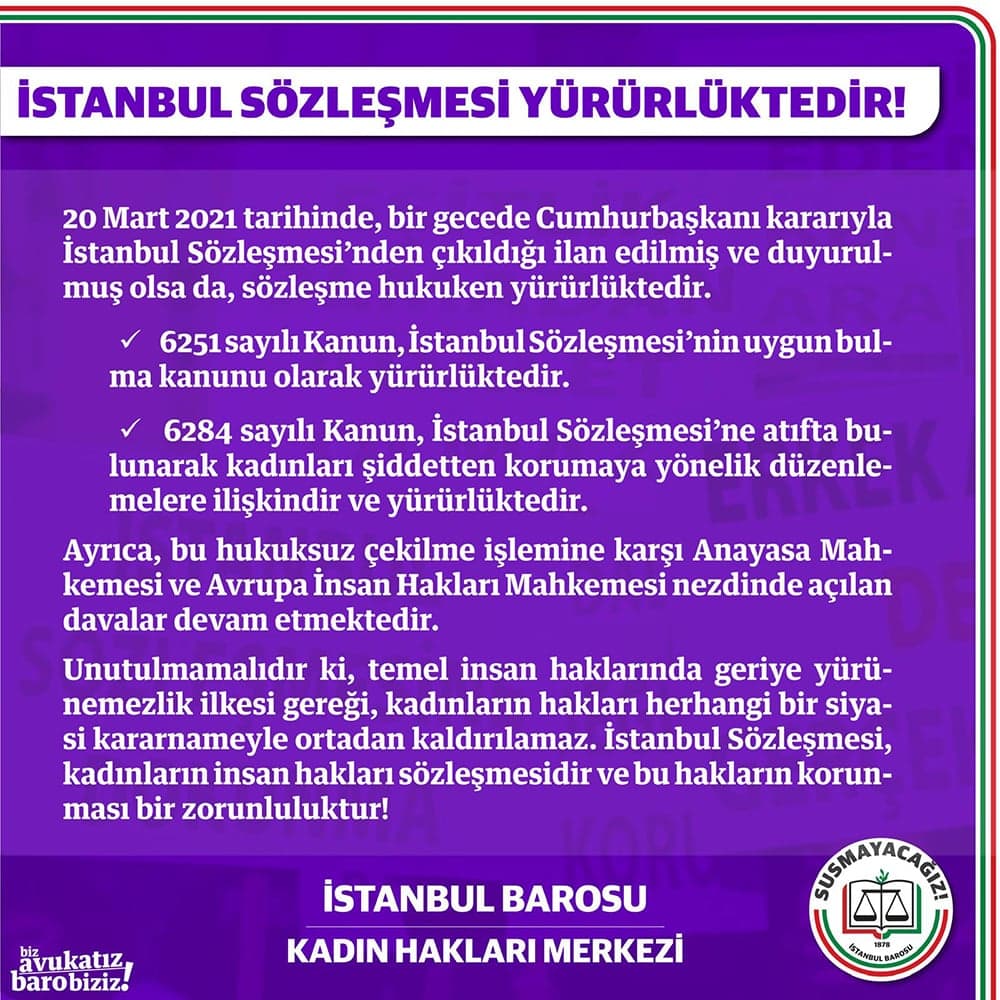 İstanbul Sözleşmesi Yürürlüktedir!