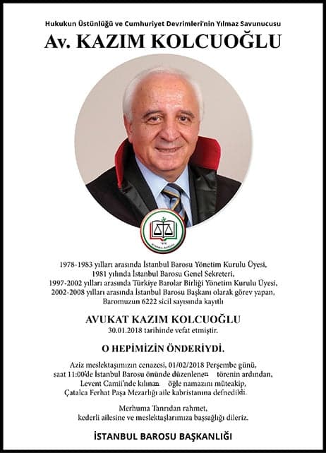 Avukat Kazım Kolcuoğlu Vefat Etti