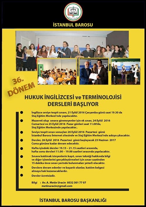 36. Dönem Hukuk İngilizcesi Ve Terminolojisi Dersleri Başlıyor