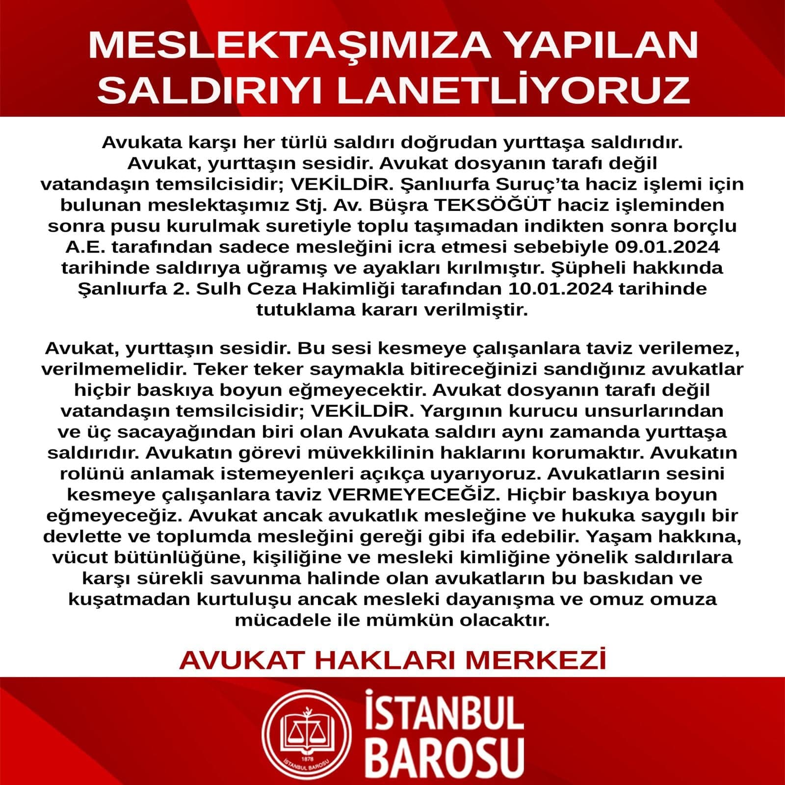 Meslektaşımıza Yapılan Saldırıyı Lanetliyoruz
