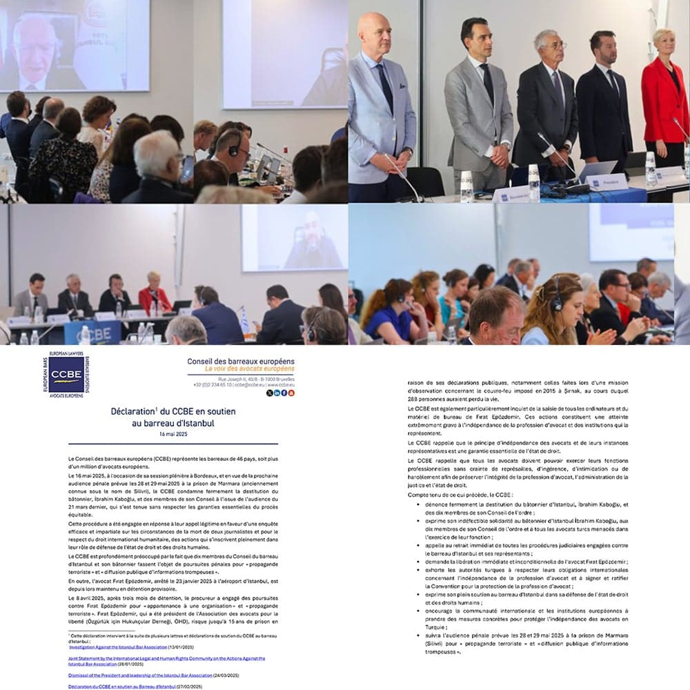 Avrupa Baroları ve Hukuk Birlikleri Konseyi'nin İstanbul Barosuna destek açıklaması [*]
