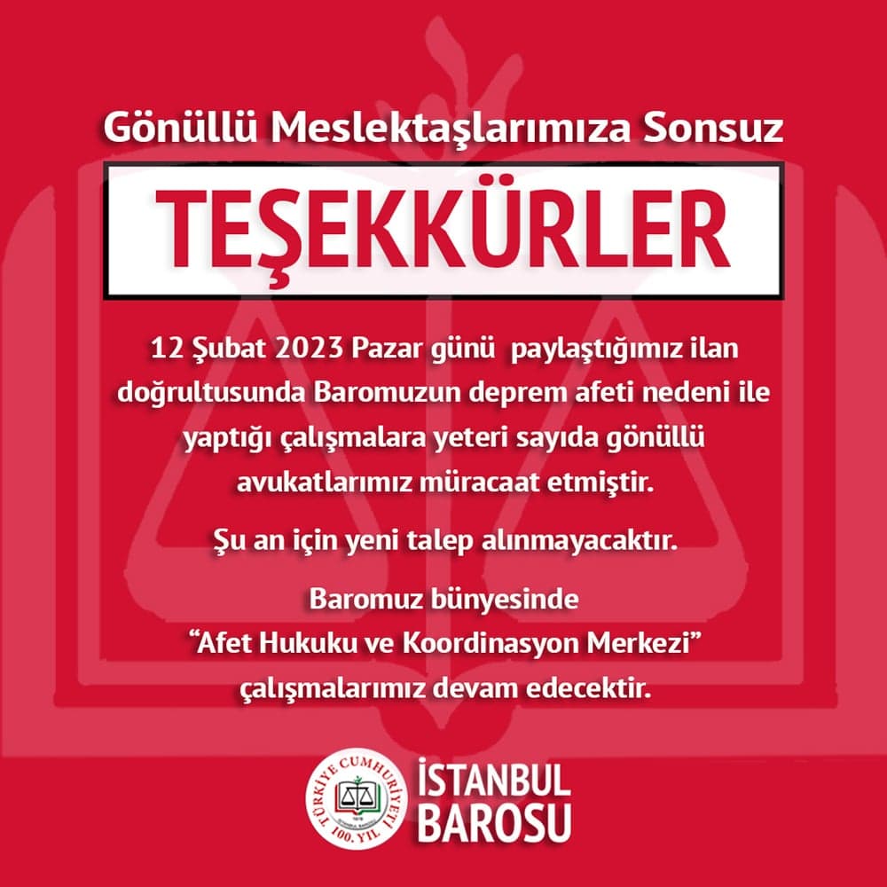 Gönüllü Meslektaşlarımıza Sonsuz Teşekkürler