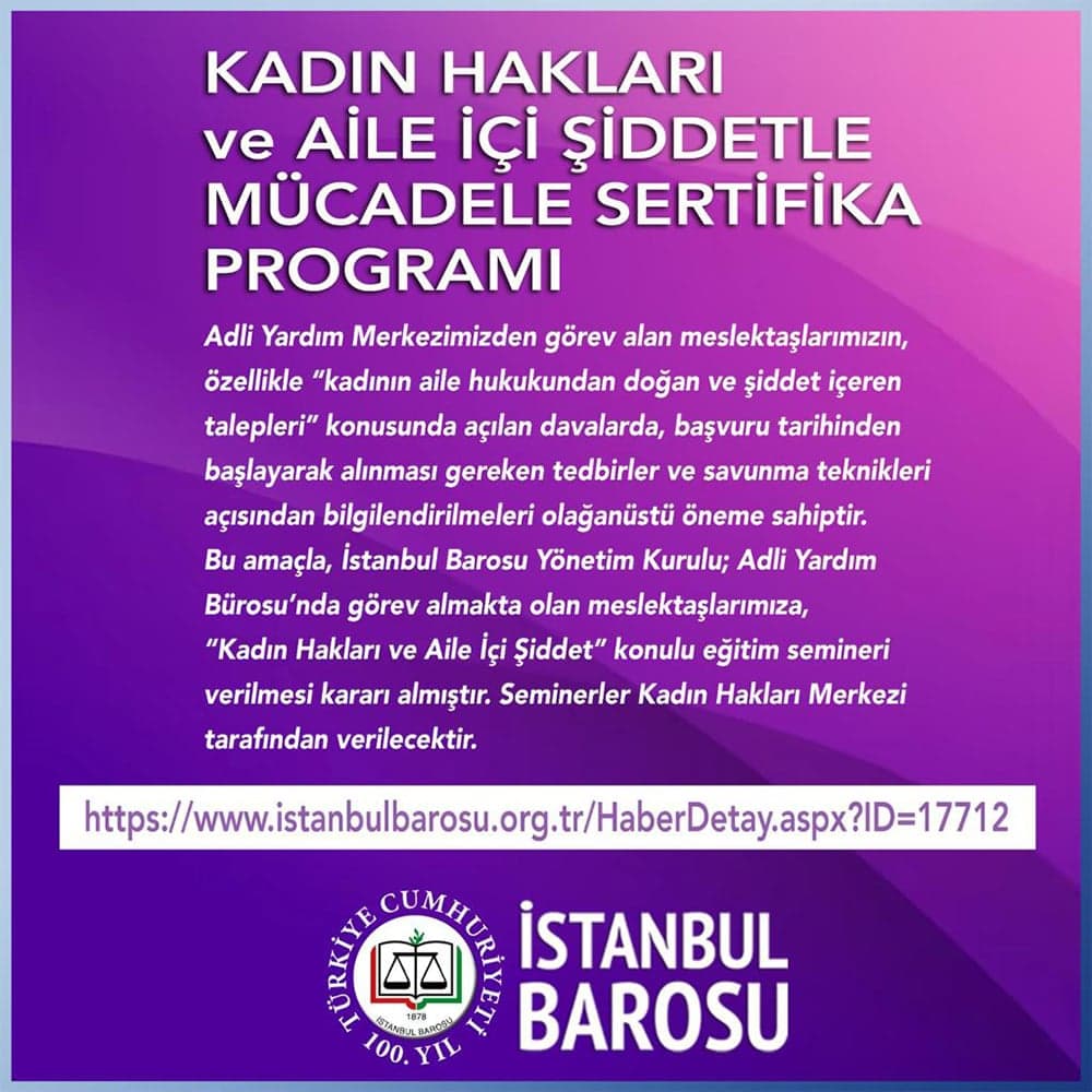Kadın Hakları ve Aile İçi Şiddetle Mücadele Sertifika Programı