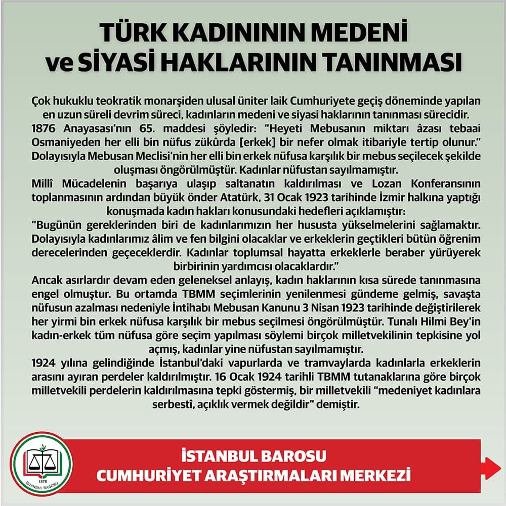 Türk Kadınının Medeni ve Siyasi Haklarının Tanınması