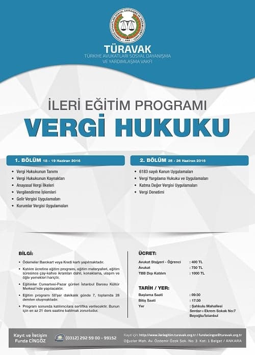 Vergi Hukuku İleri Eğitim Programı