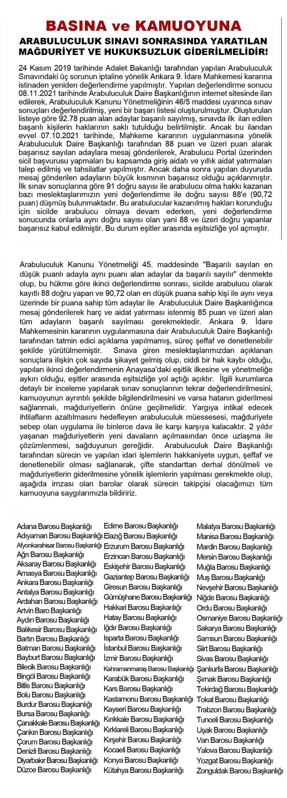 Basına ve Kamuoyuna