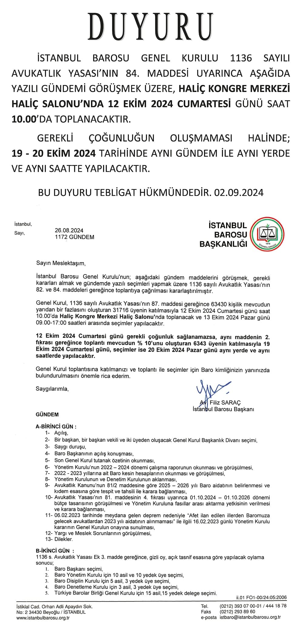 Genel Kurul Toplantısı Hakkında Duyuru