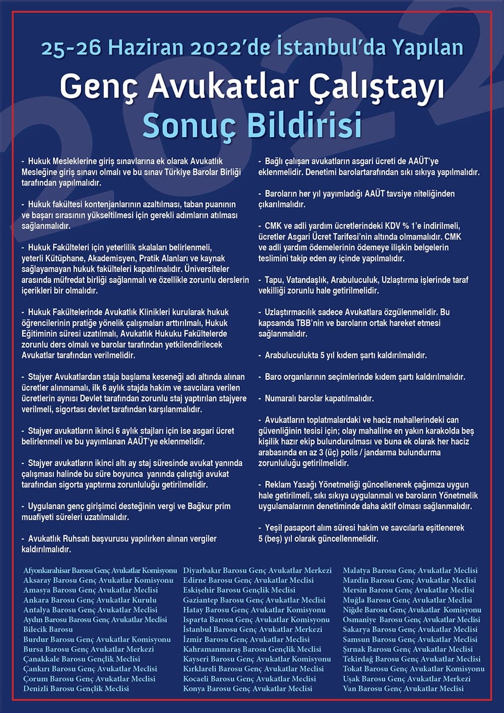 Genç Avukatlar Çalıştayı Sonuç Bildirisi