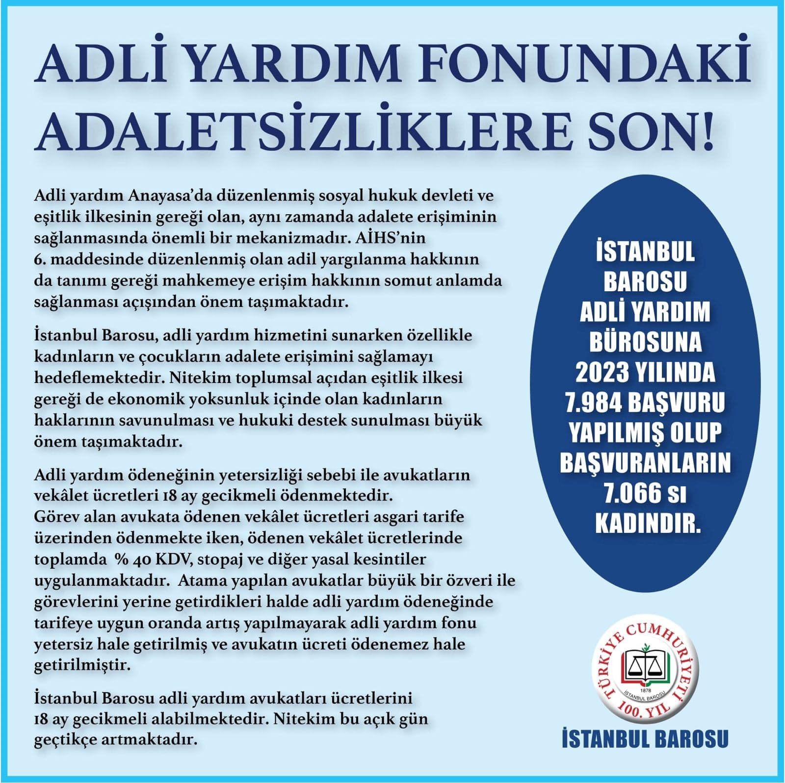 Adli Yardım Fonundaki Adaletsizliklere Son!