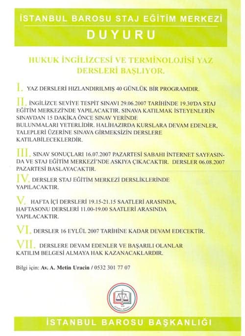 Hukuk İngilizcesi Ve Temel İngilizce Yaz Dersleri Başlıyor