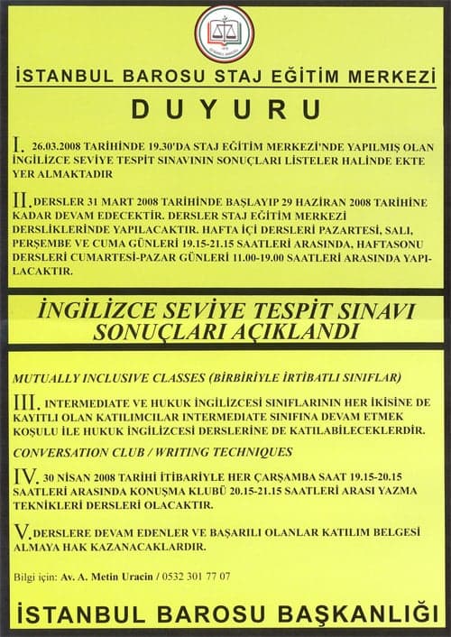 İngilizce Seviye Tespit Sınavı Sonuçları Açıklandı