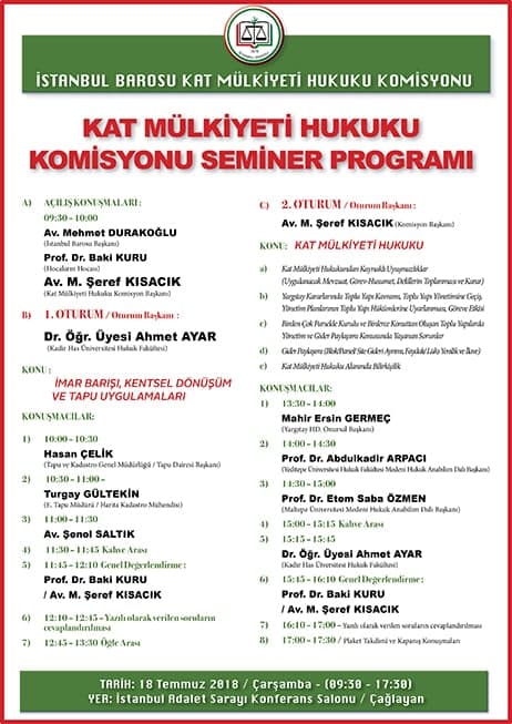 Kat Mülkiyeti Hukuku Komisyonu Seminer Programı