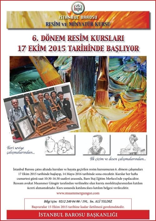 6.Dönem Resim Kursları 17 Ekim 2015 Tarihinde Başlıyor