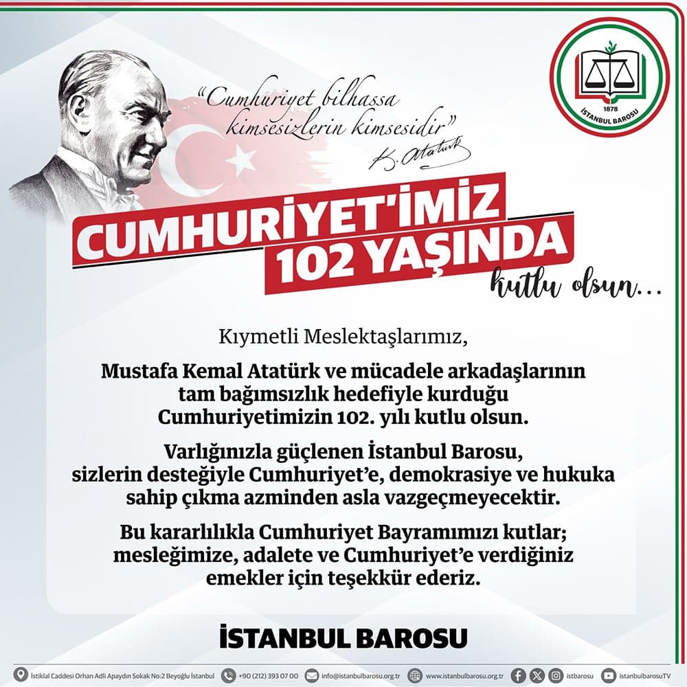 Cumhuriyet’imiz 102 Yaşında Kutlu Olsun...