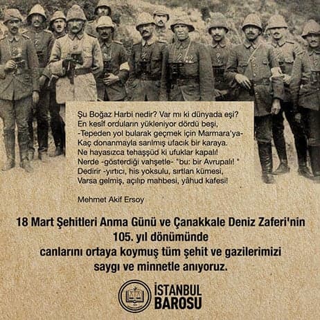 Çanakkale Zaferinin 105.Yılında Büyük Destanın Yaratıcılarını Rahmet, Minnet ve Saygıyla Anıyoruz