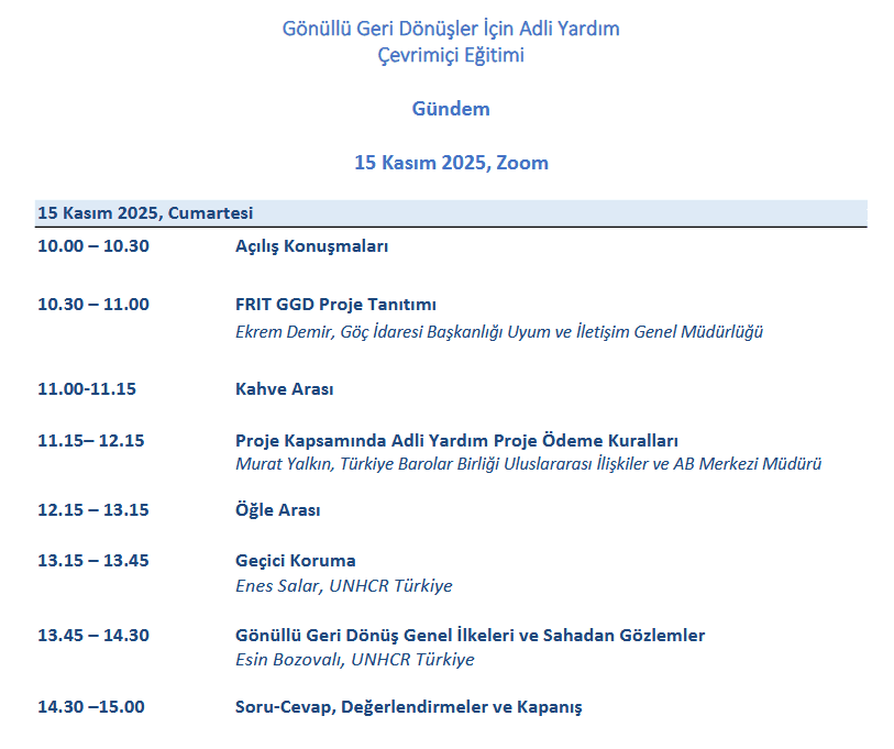 Gönüllü Geri Dönüşler İçin Adli Yardım Çevrimiçi Eğitimi